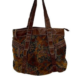 Tapestry brocade paisley gold brown fall colors shimmer purse bag